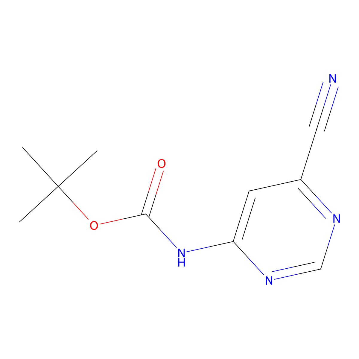 tert-butyl N-(6-cyanopyrimidin-4-yl)carbamate molecular structure, CAS 2680811-04-3