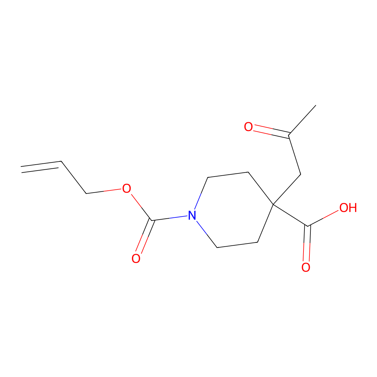 4-(2-Oxopropyl)-1-[(prop-2-en-1-yloxy)carbonyl]piperidine-4-carboxylic acid molecular structure, CAS 2680811-05-4