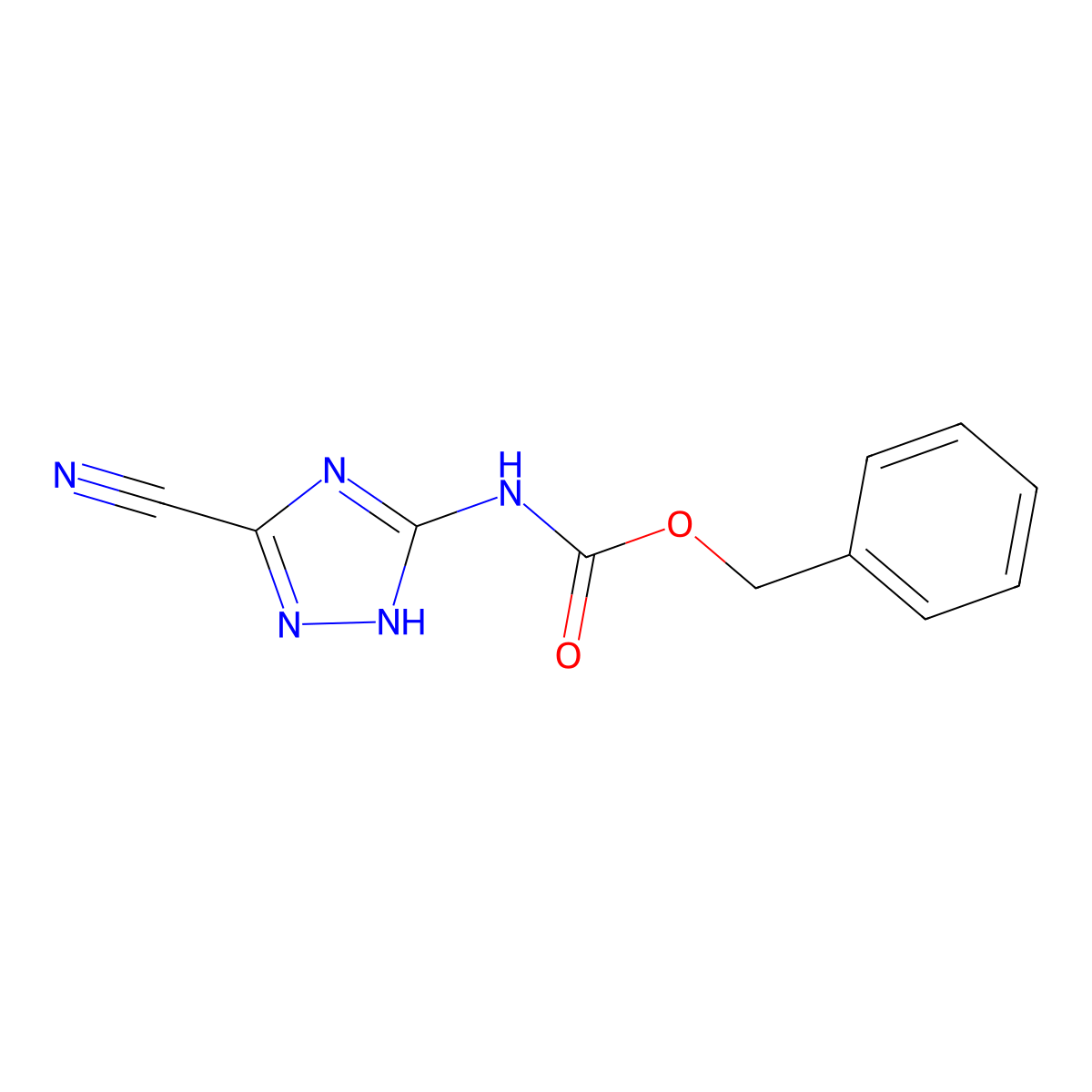 benzyl N-(3-cyano-1H-1,2,4-triazol-5-yl)carbamate molecular structure, CAS 2680811-06-5