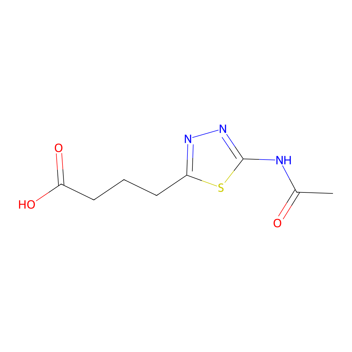 4-(5-Acetamido-1,3,4-thiadiazol-2-yl)butanoic acid molecular structure, CAS 2680811-07-6
