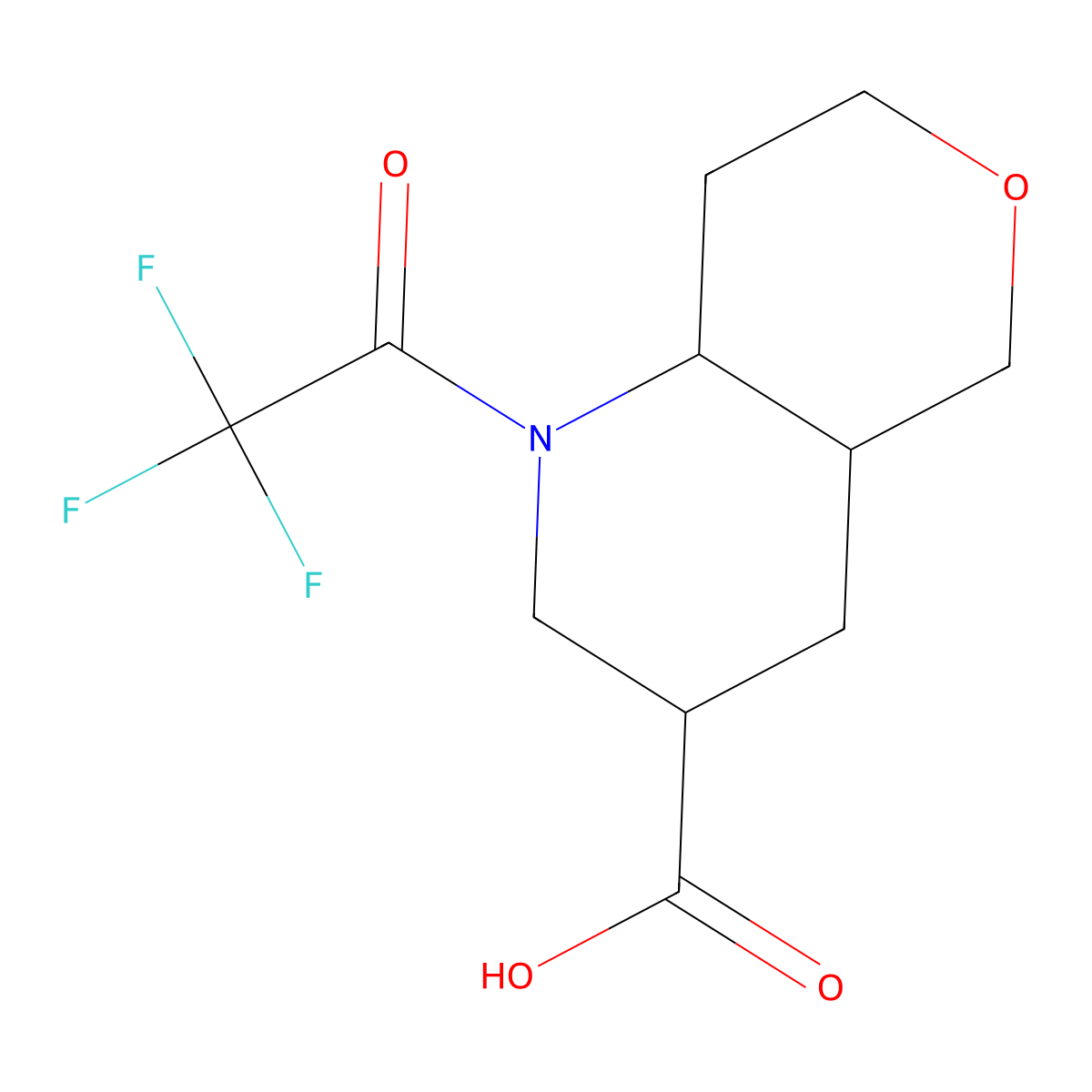 1-(trifluoroacetyl)-octahydro-1H-pyrano[4,3-b]pyridine-3-carboxylic acid molecular structure, CAS 2680811-14-5
