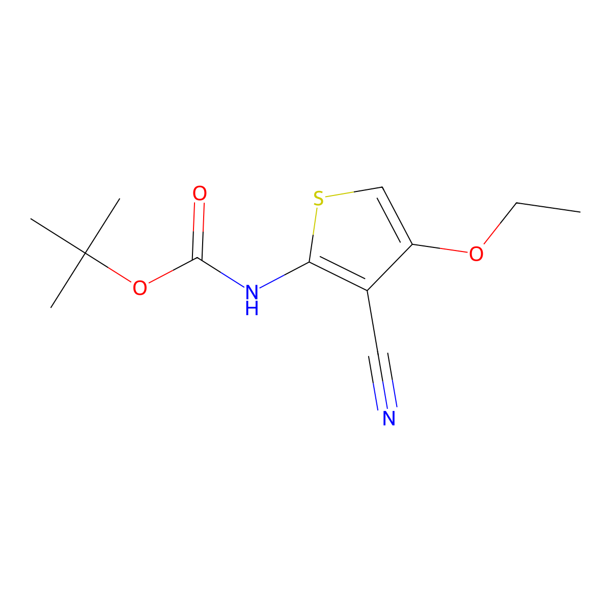 tert-butyl N-(3-cyano-4-ethoxythiophen-2-yl)carbamate molecular structure, CAS 2680811-18-9