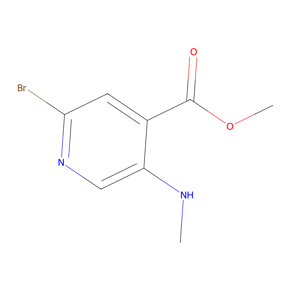 Methyl 2-bromo-5-(methylamino)pyridine-4-carboxylate molecular structure, CAS 2680811-19-0