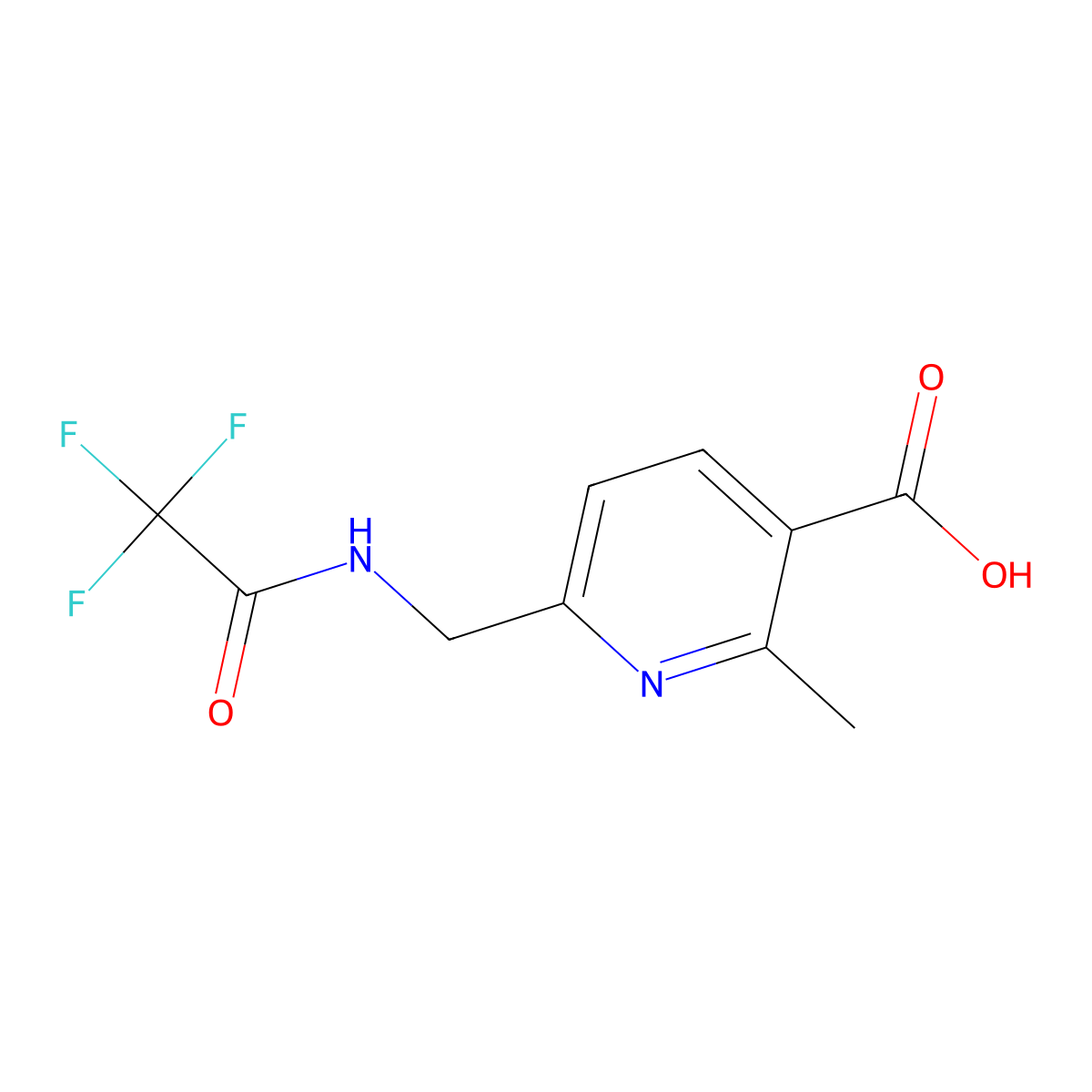 2-Methyl-6-[(trifluoroacetamido)methyl]pyridine-3-carboxylic acid molecular structure, CAS 2680811-21-4