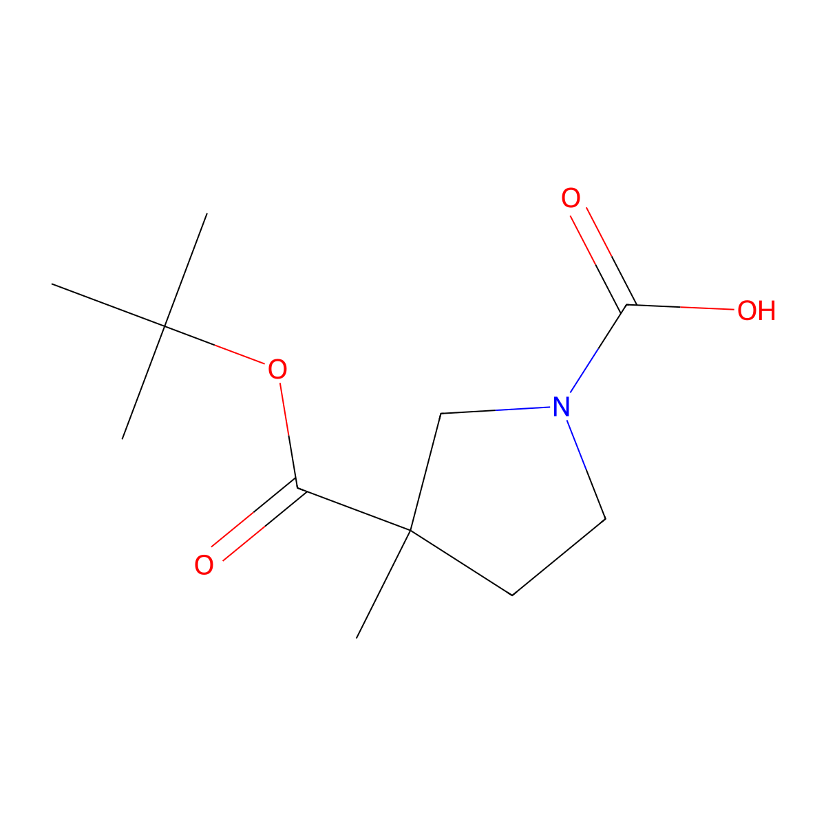 3-[(Tert-butoxy)carbonyl]-3-methylpyrrolidine-1-carboxylic acid molecular structure, CAS 2680811-26-9