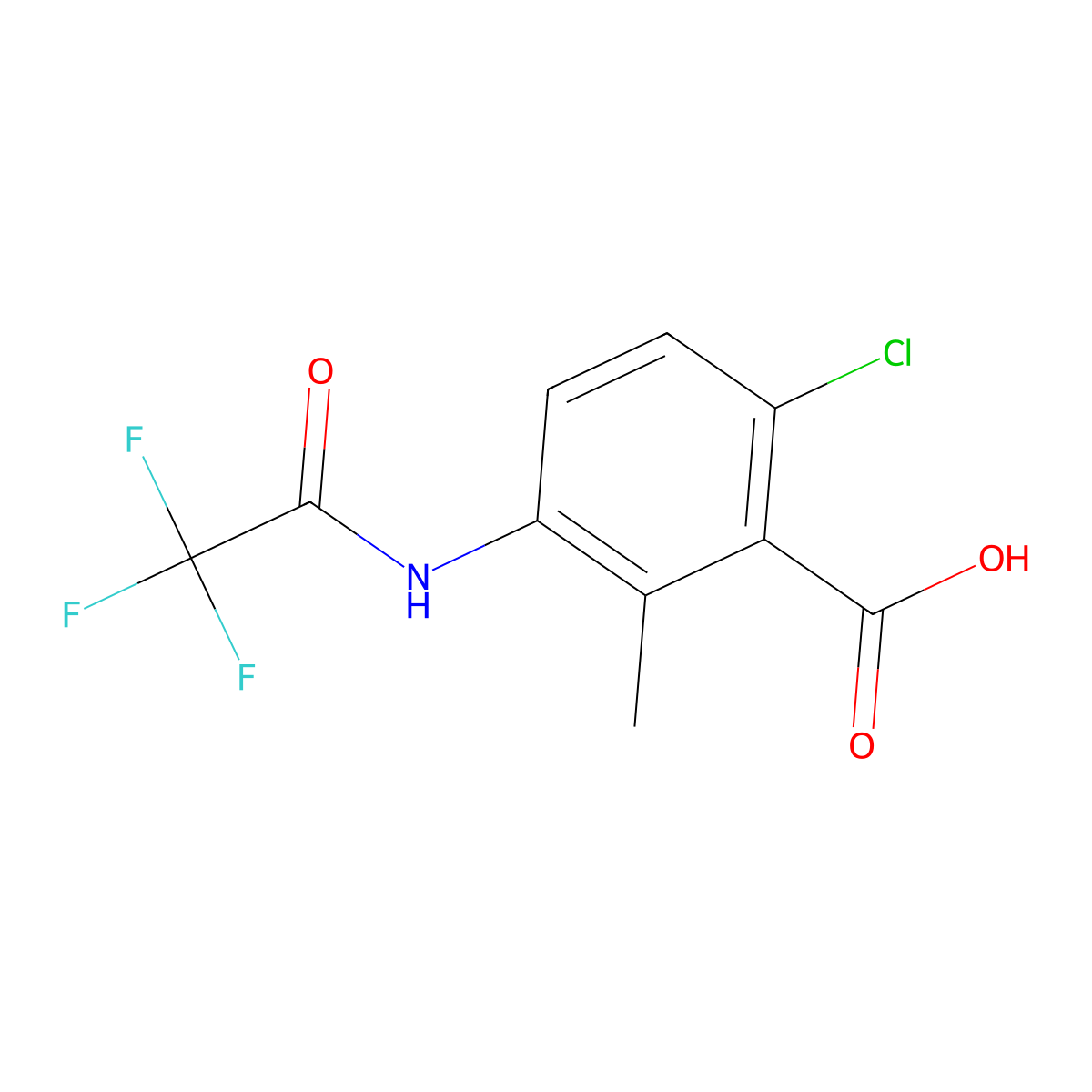 6-Chloro-2-methyl-3-(2,2,2-trifluoroacetamido)benzoic acid molecular structure, CAS 2680811-28-1