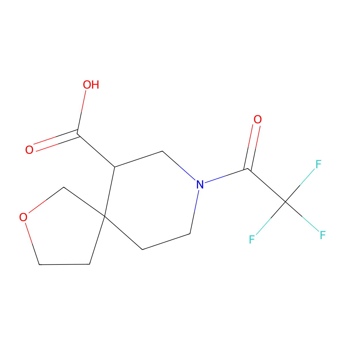 8-(2,2,2-Trifluoroacetyl)-2-oxa-8-azaspiro[4.5]decane-6-carboxylic acid molecular structure, CAS 2680811-29-2