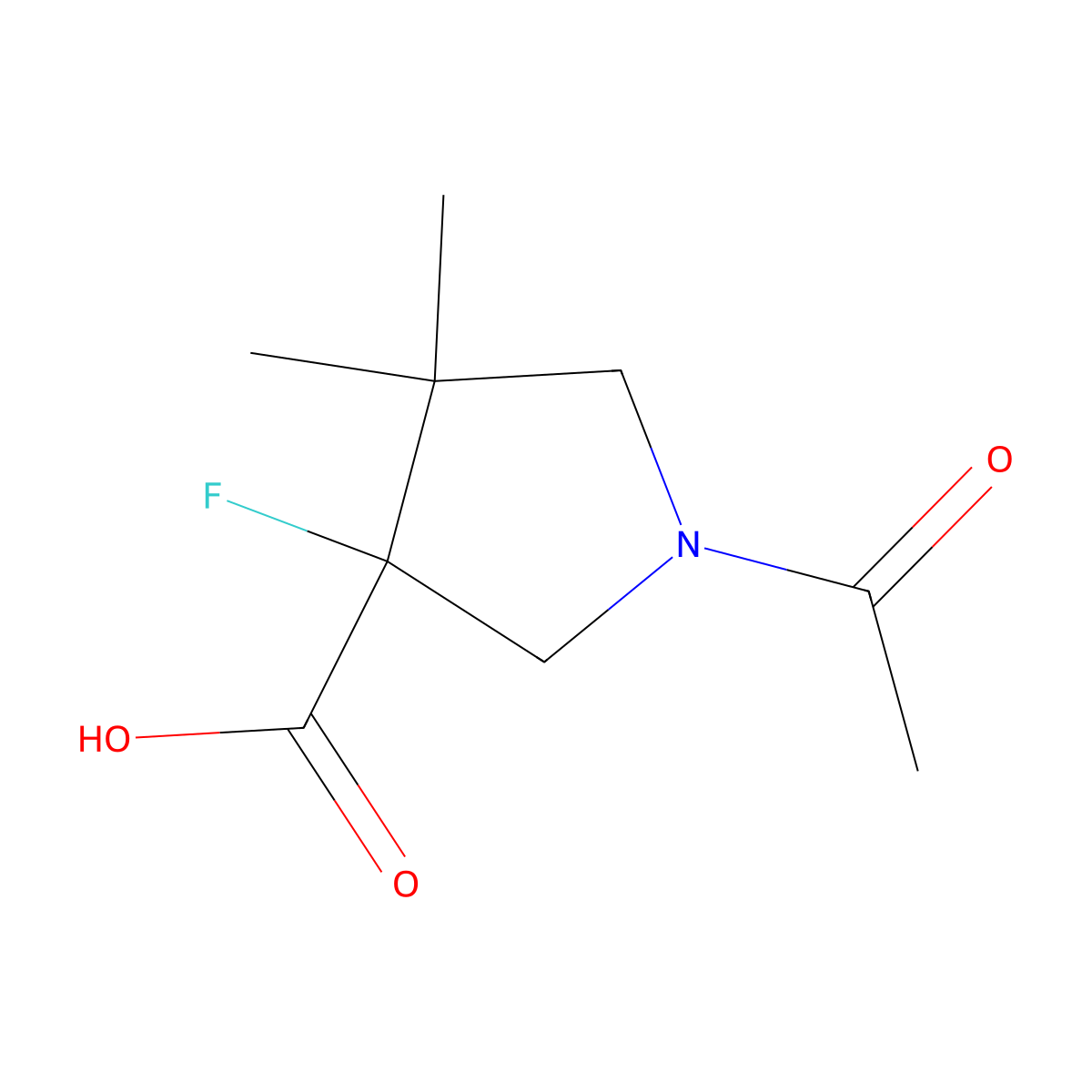 1-Acetyl-3-fluoro-4,4-dimethylpyrrolidine-3-carboxylic acid molecular structure, CAS 2680811-30-5