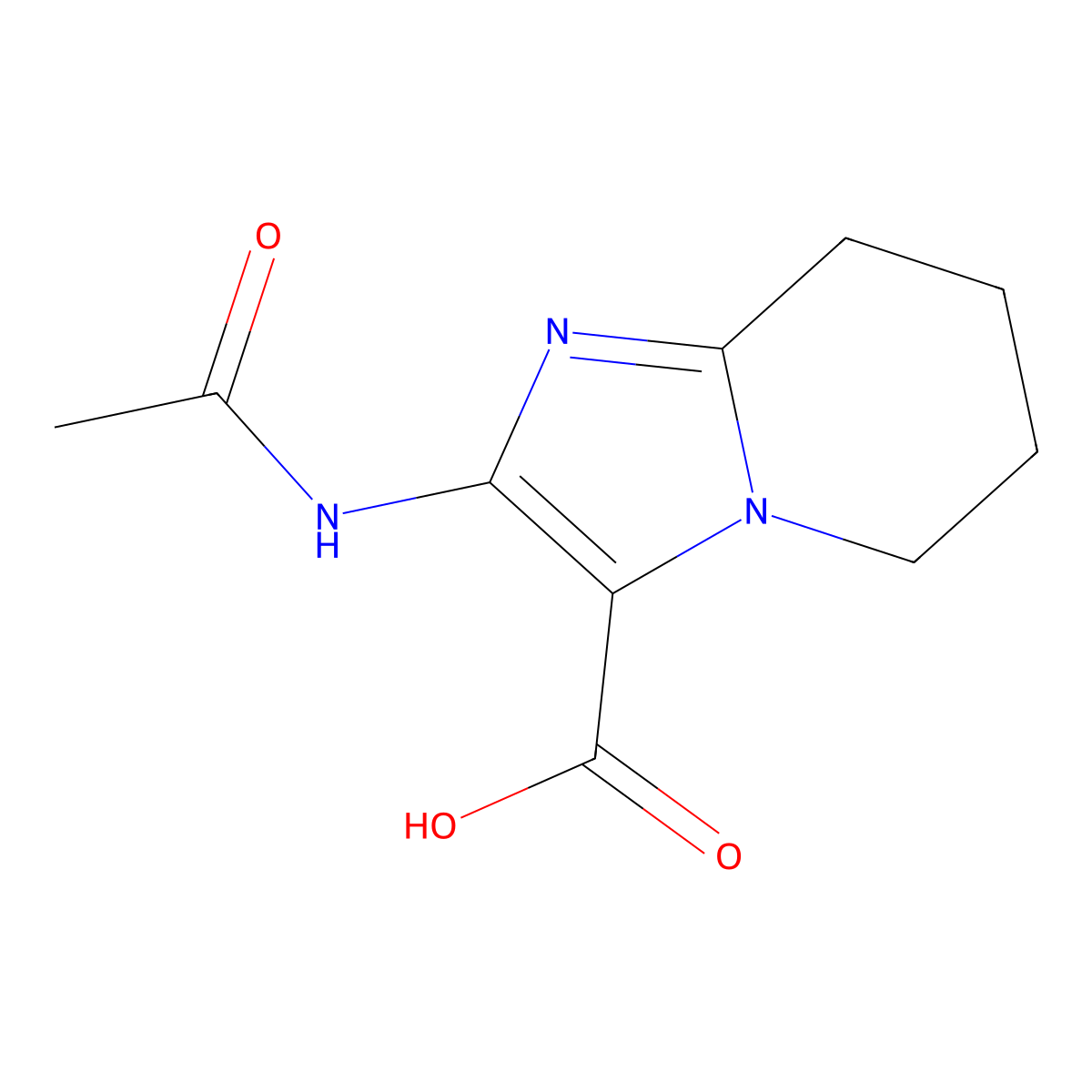 2-acetamido-5H,6H,7H,8H-imidazo[1,2-a]pyridine-3-carboxylic acid molecular structure, CAS 2680811-33-8