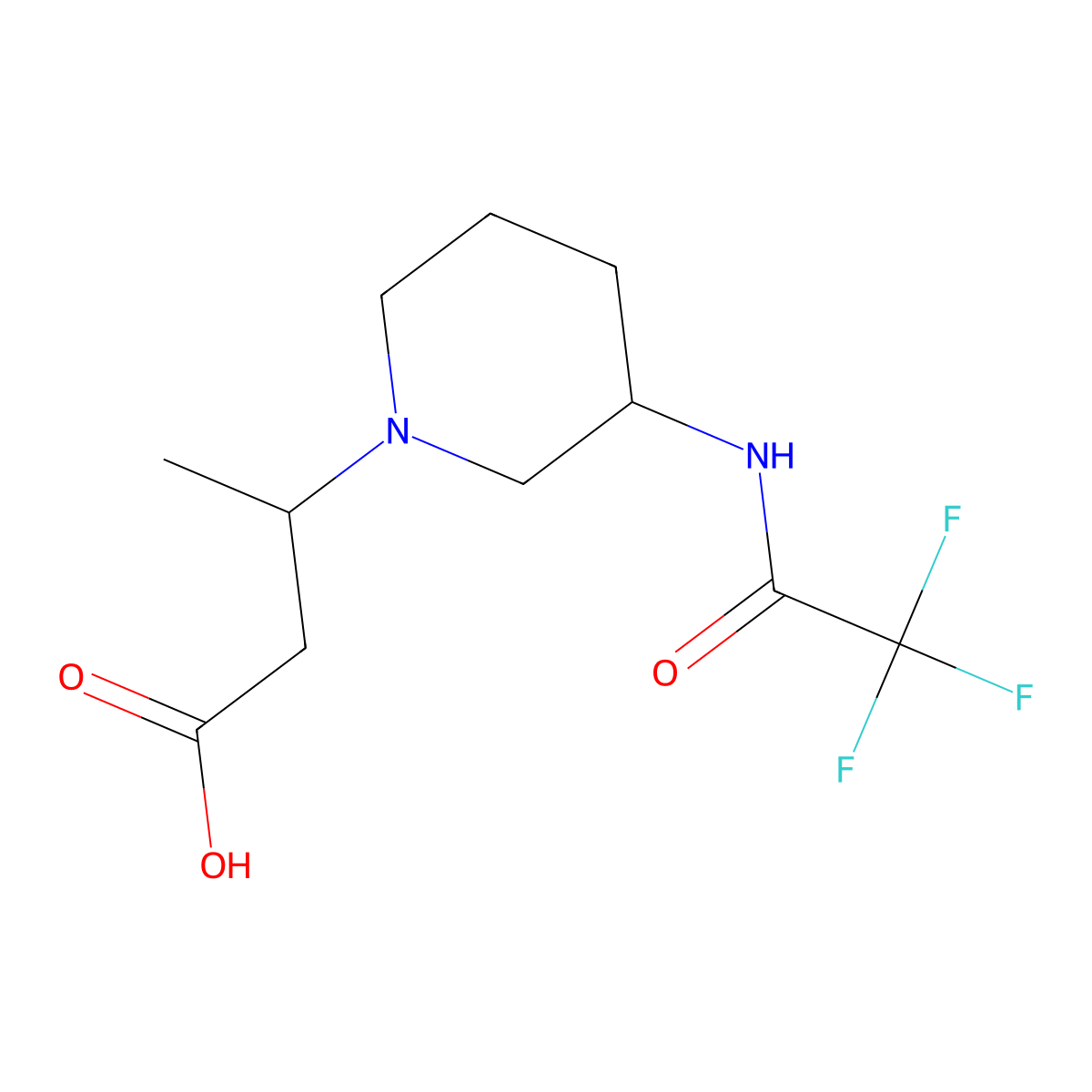 3-[3-(2,2,2-Trifluoroacetamido)piperidin-1-yl]butanoic acid molecular structure, CAS 2680811-34-9
