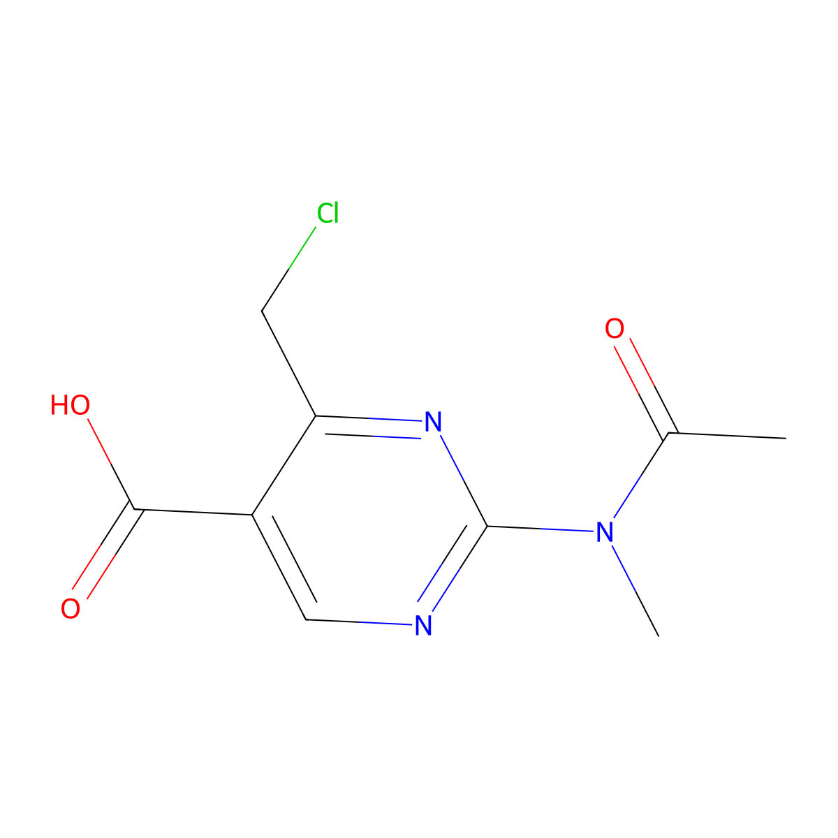 4-(chloromethyl)-2-(N-methylacetamido)pyrimidine-5-carboxylic acid molecular structure, CAS 2680811-37-2