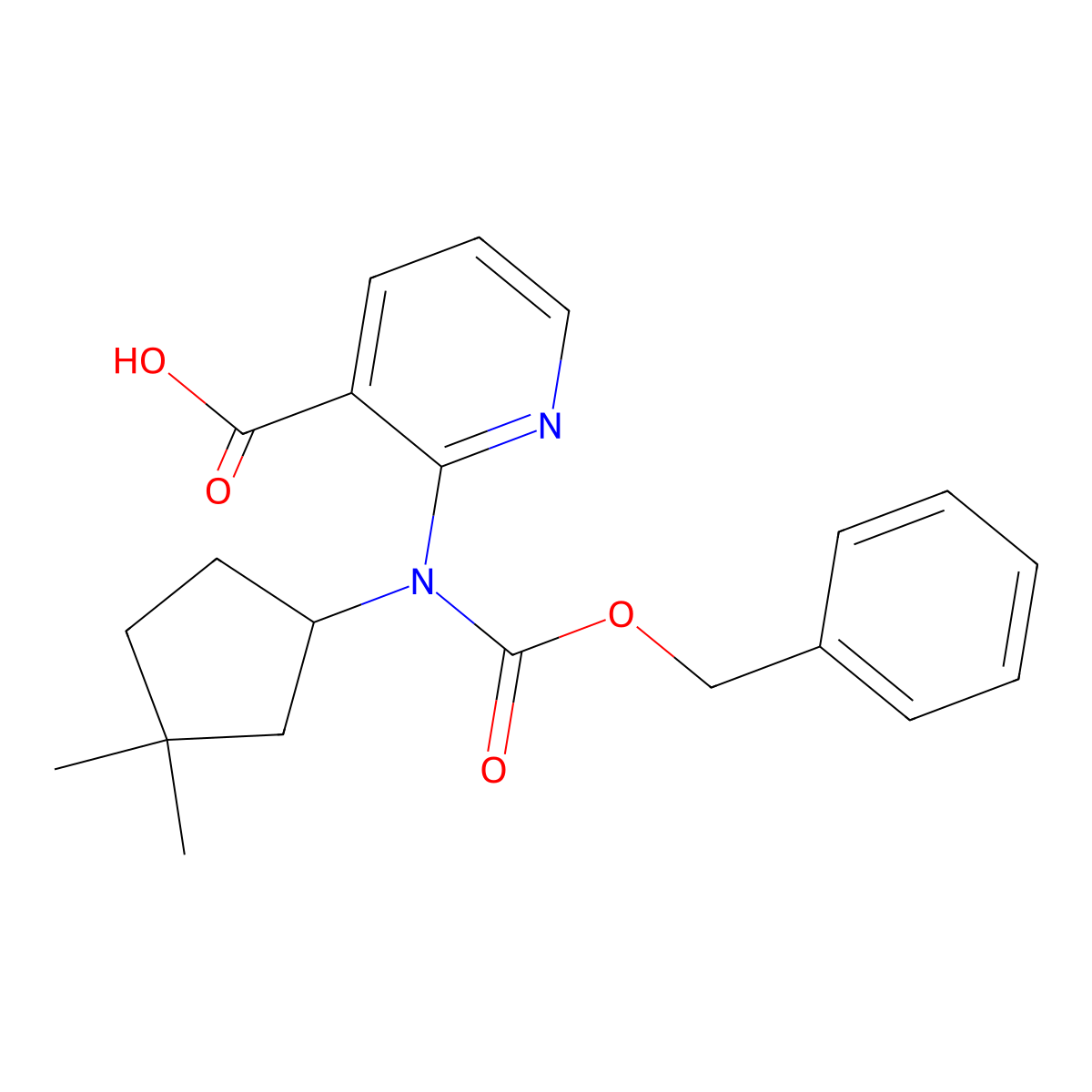 2-{[(Benzyloxy)carbonyl](3,3-dimethylcyclopentyl)amino}pyridine-3-carboxylic acid molecular structure, CAS 2680811-41-8