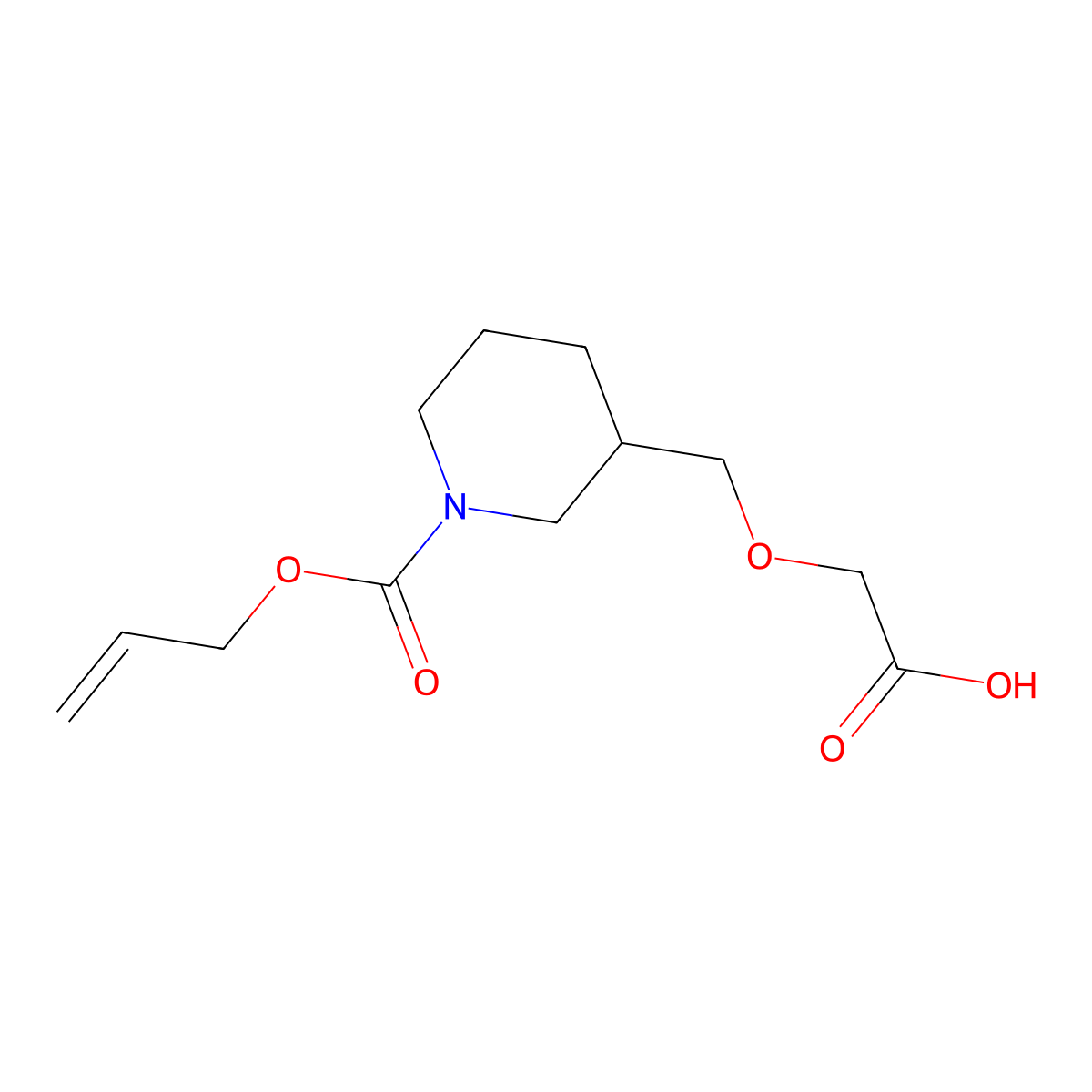 2-({1-[(Prop-2-en-1-yloxy)carbonyl]piperidin-3-yl}methoxy)acetic acid molecular structure, CAS 2680811-43-0