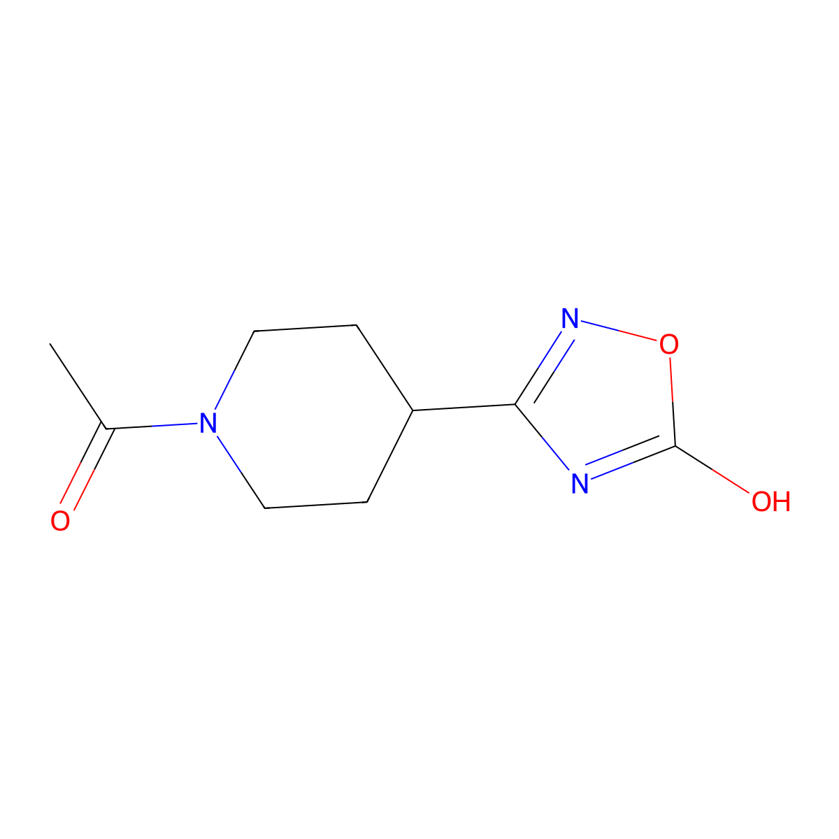 1-[4-(5-Hydroxy-1,2,4-oxadiazol-3-yl)piperidin-1-yl]ethan-1-one molecular structure, CAS 2680811-45-2