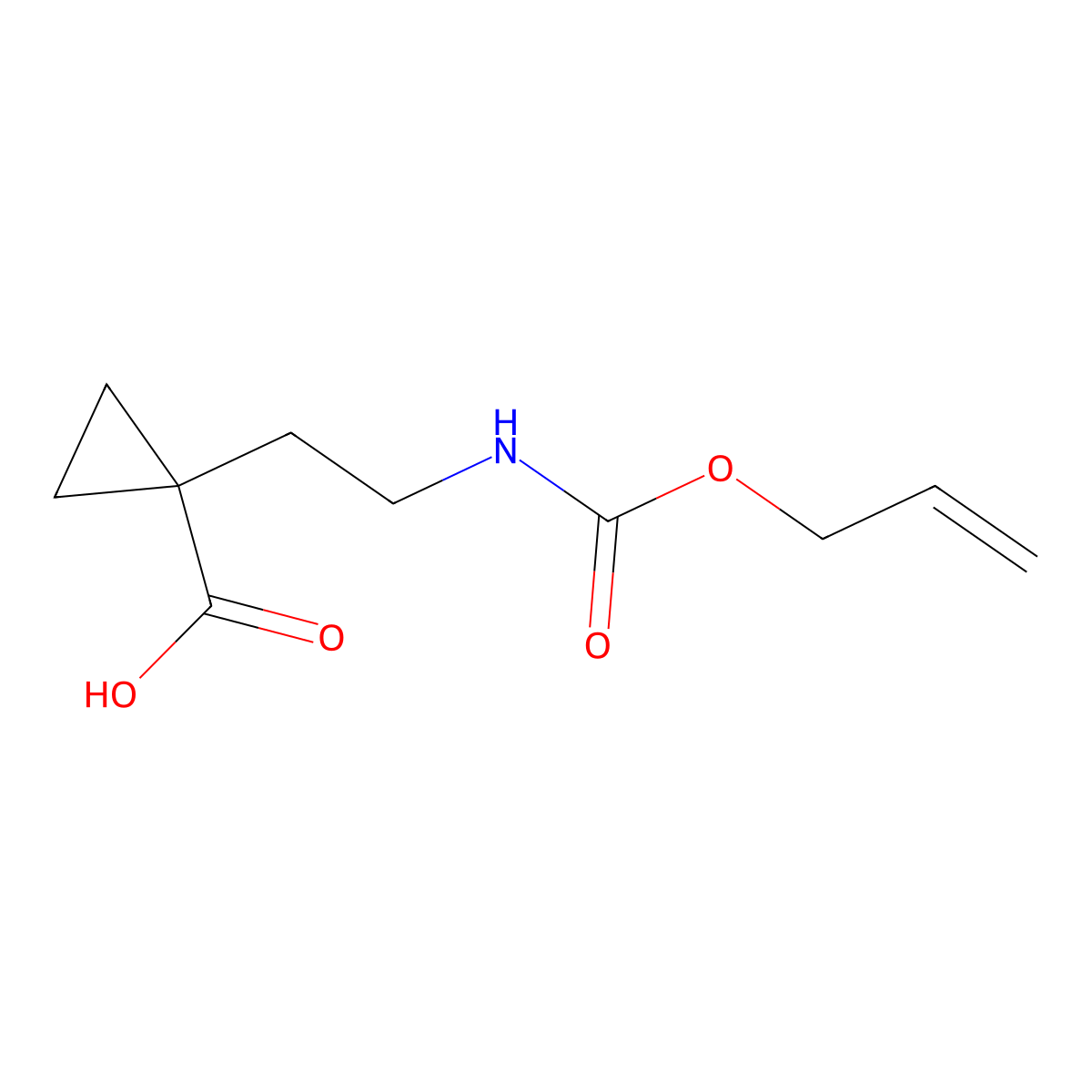 1-(2-{[(Prop-2-en-1-yloxy)carbonyl]amino}ethyl)cyclopropane-1-carboxylic acid molecular structure, CAS 2680811-47-4