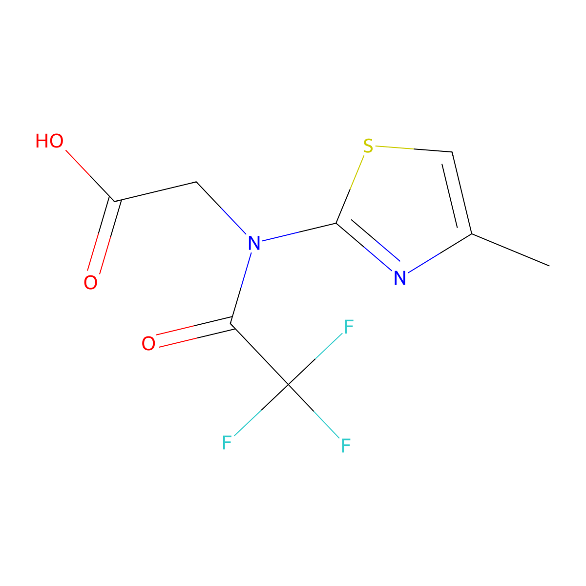 2-[2,2,2-trifluoro-N-(4-methyl-1,3-thiazol-2-yl)acetamido]acetic acid molecular structure, CAS 2680811-51-0