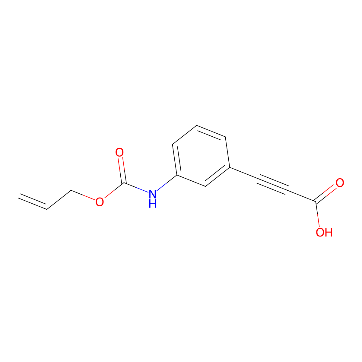 3-(3-{[(Prop-2-en-1-yloxy)carbonyl]amino}phenyl)prop-2-ynoic acid molecular structure, CAS 2680811-60-1