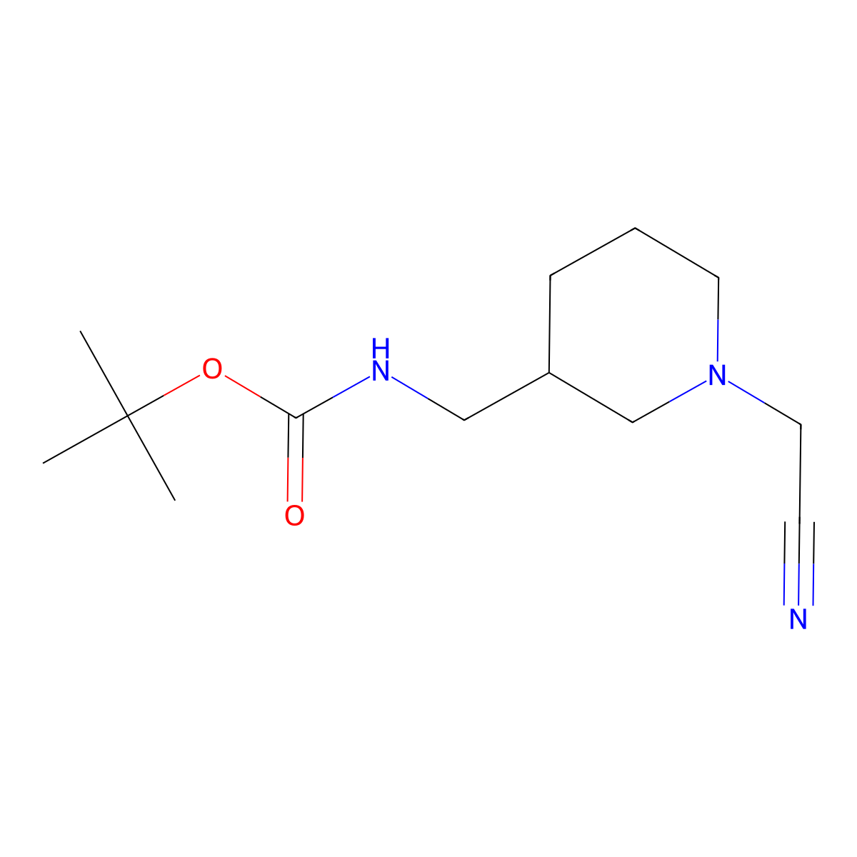 tert-butyl N-{[1-(cyanomethyl)piperidin-3-yl]methyl}carbamate molecular structure, CAS 2680811-68-9