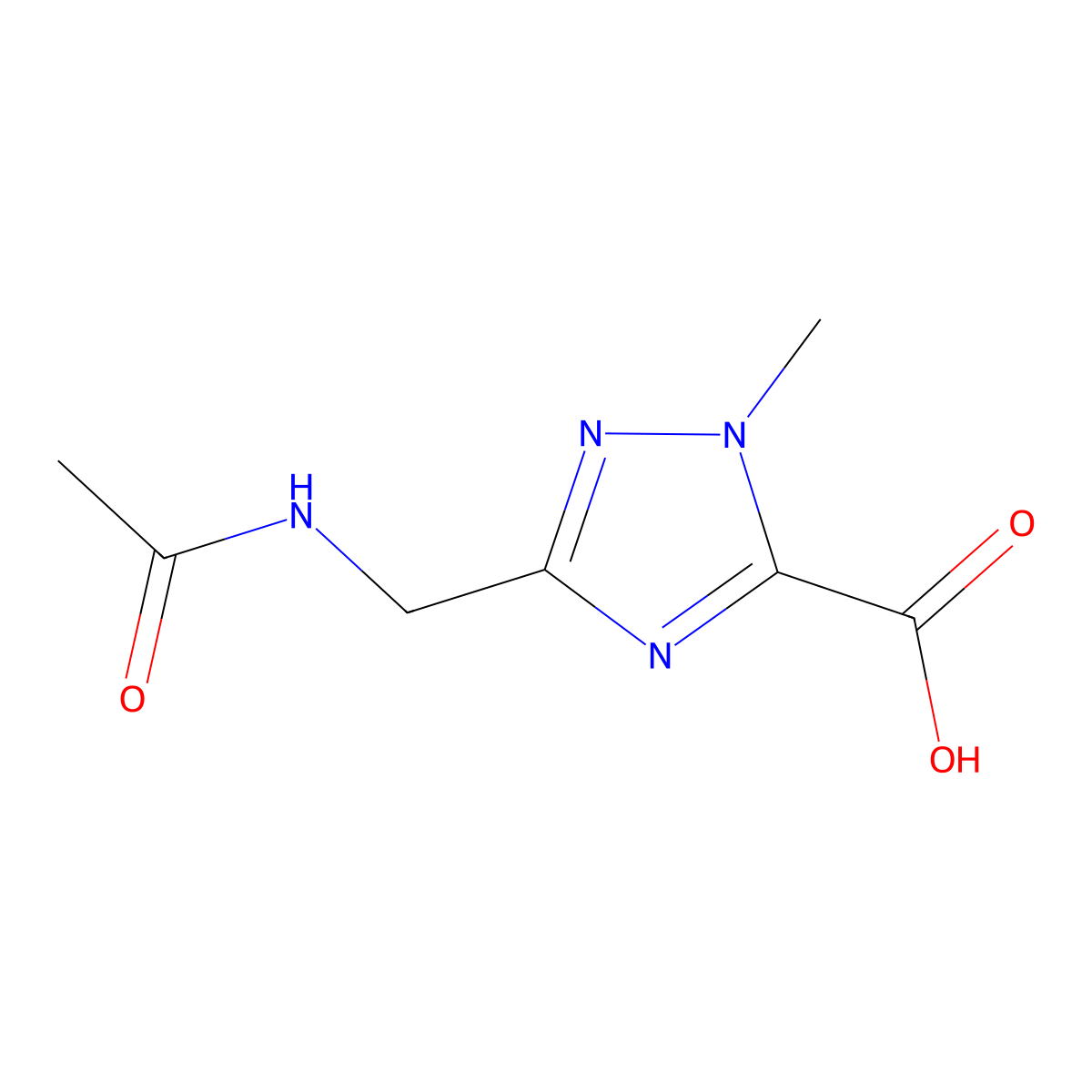 3-(acetamidomethyl)-1-methyl-1H-1,2,4-triazole-5-carboxylic acid molecular structure, CAS 2680811-77-0