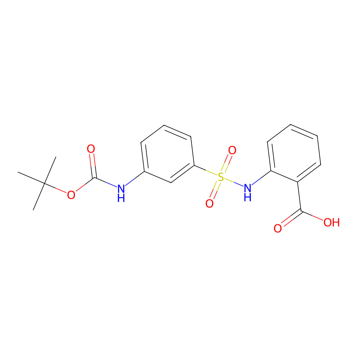 2-(3-{[(Tert-butoxy)carbonyl]amino}benzenesulfonamido)benzoic acid molecular structure, CAS 2680811-87-2