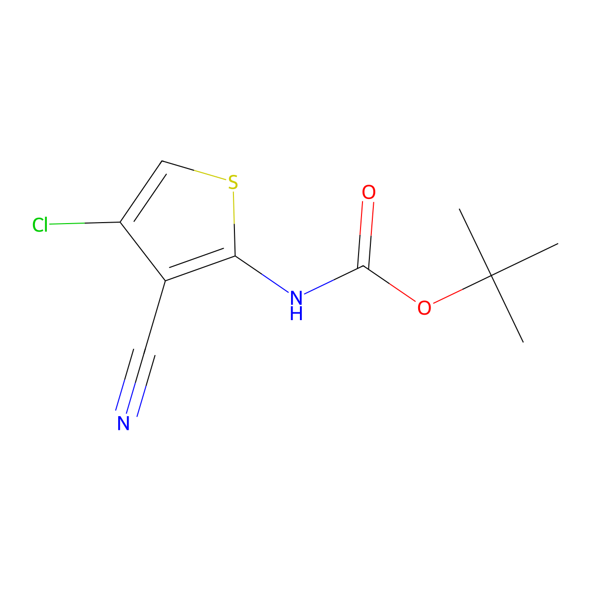 tert-butyl N-(4-chloro-3-cyanothiophen-2-yl)carbamate molecular structure, CAS 2680811-91-8