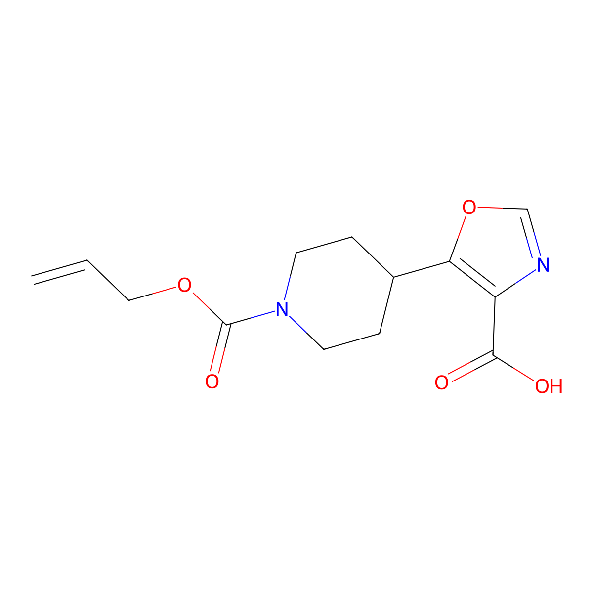 5-{1-[(Prop-2-en-1-yloxy)carbonyl]piperidin-4-yl}-1,3-oxazole-4-carboxylic acid molecular structure, CAS 2680811-95-2