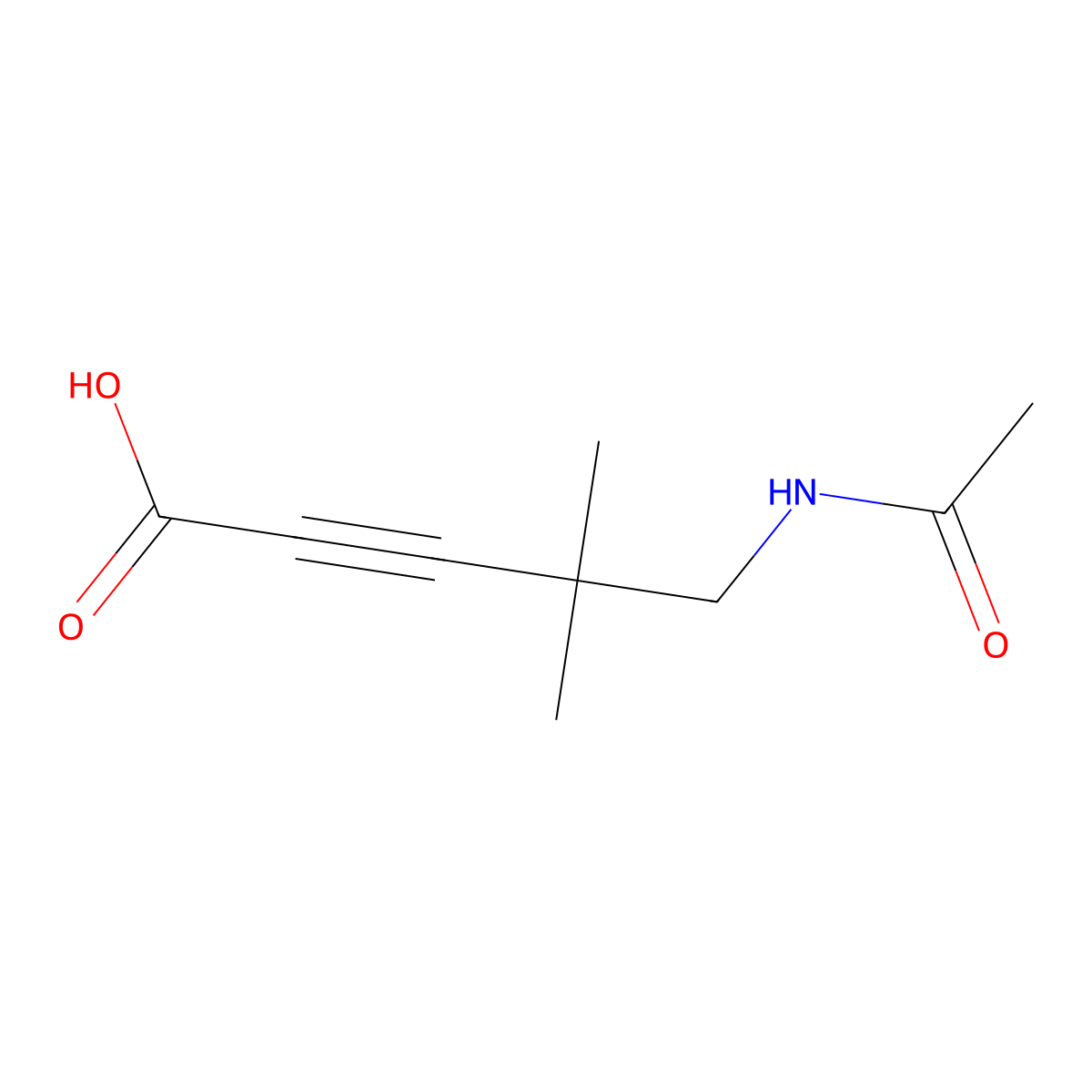 5-Acetamido-4,4-dimethylpent-2-ynoic acid molecular structure, CAS 2680811-99-6