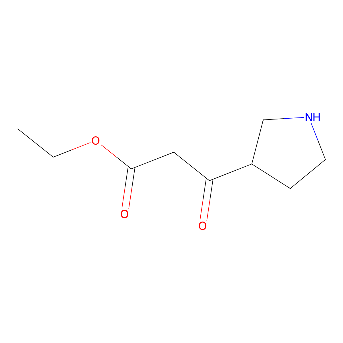 Ethyl 3-oxo-3-(pyrrolidin-3-yl)propanoate molecular structure, CAS 2680812-07-9