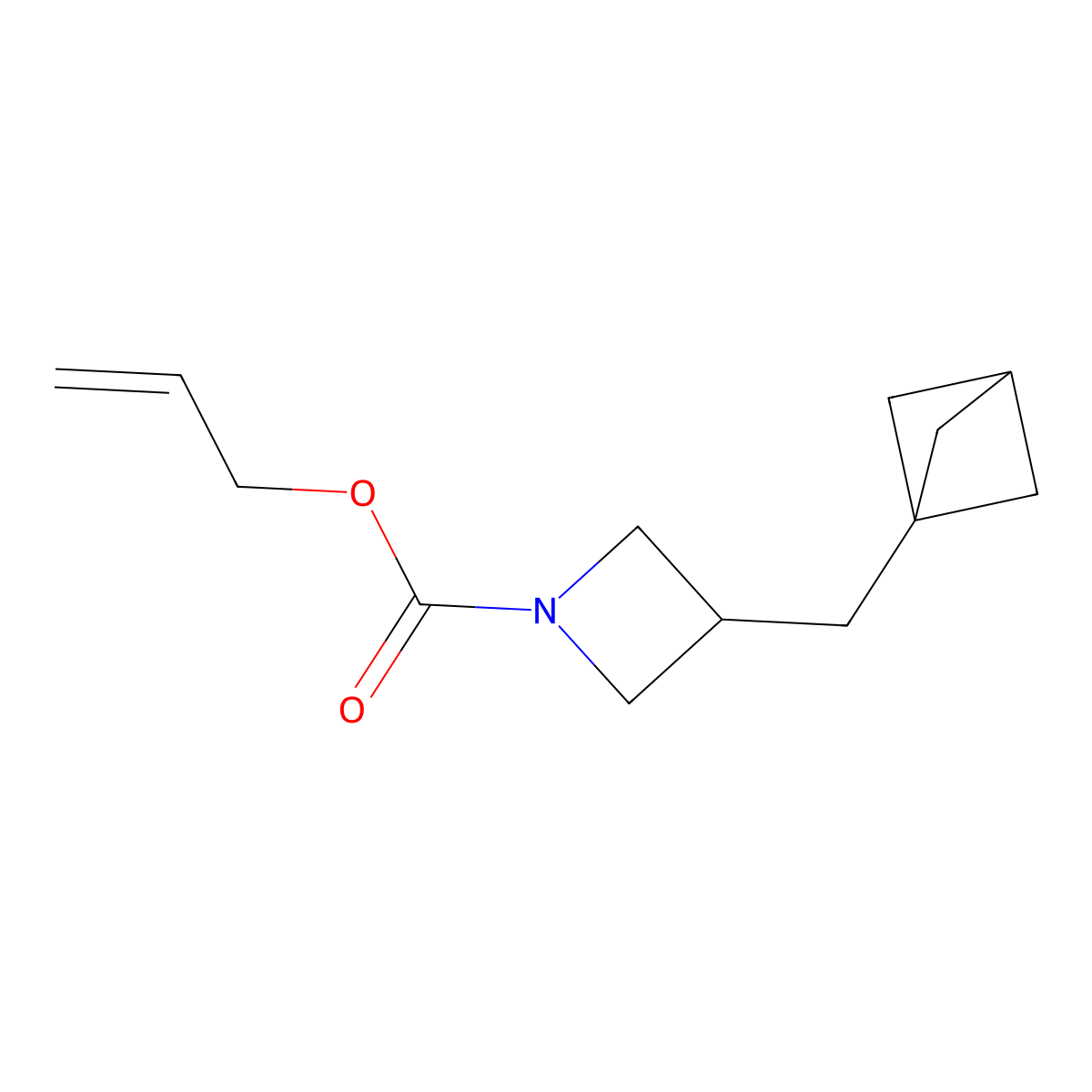 Prop-2-en-1-yl 3-({bicyclo[1.1.1]pentan-1-yl}methyl)azetidine-1-carboxylate molecular structure, CAS 2680812-22-8