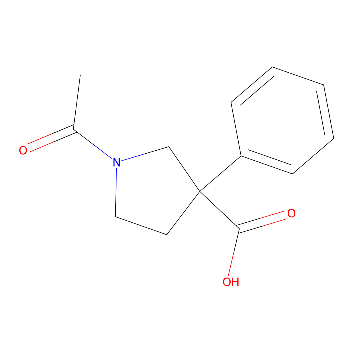 1-Acetyl-3-phenylpyrrolidine-3-carboxylic acid molecular structure, CAS 2680812-24-0