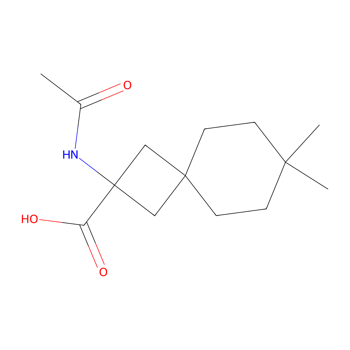 2-Acetamido-7,7-dimethylspiro[3.5]nonane-2-carboxylic acid molecular structure, CAS 2680812-28-4
