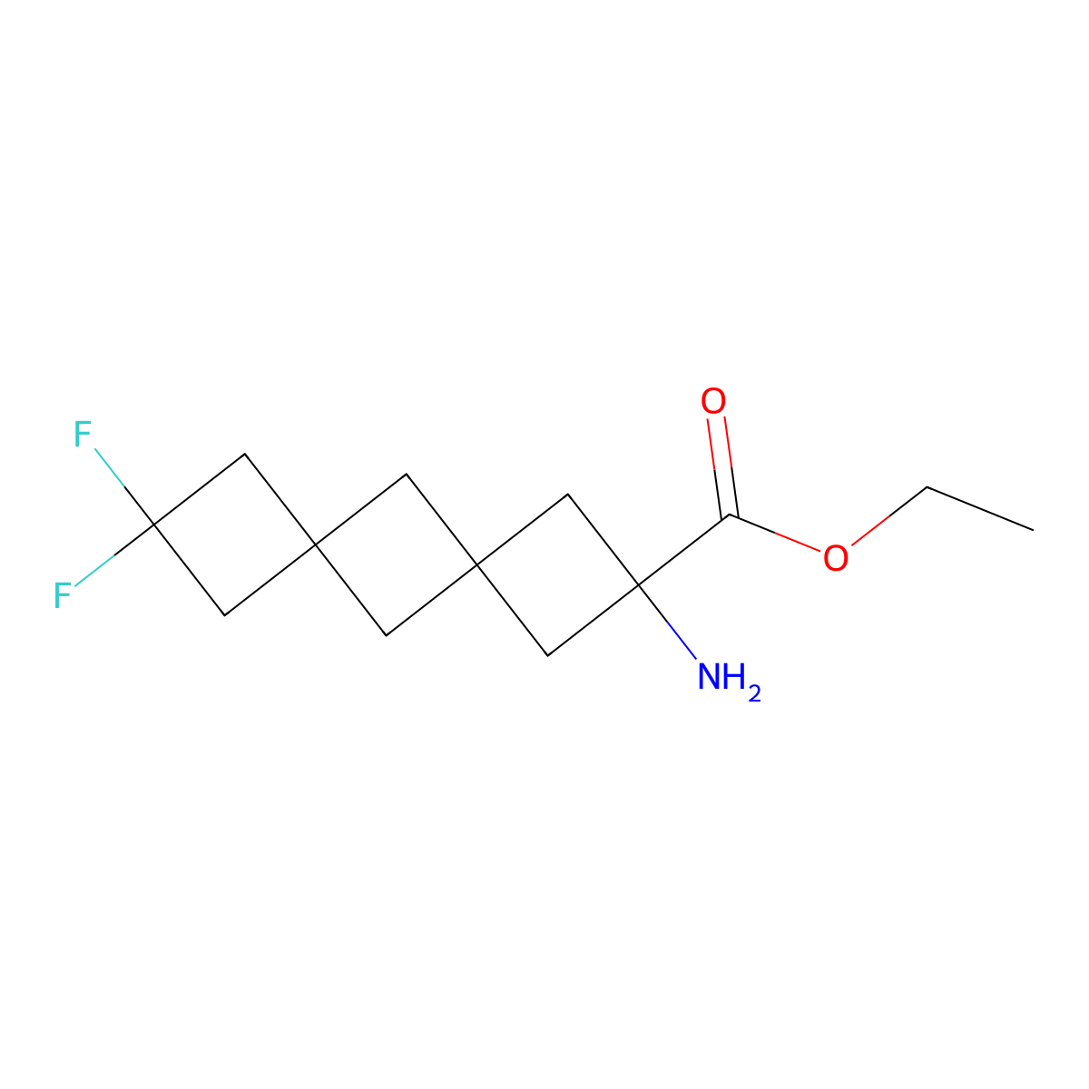 Ethyl 2-amino-8,8-difluorodispiro[3.1.3^{6}.1^{4}]decane-2-carboxylate molecular structure, CAS 2680812-31-9