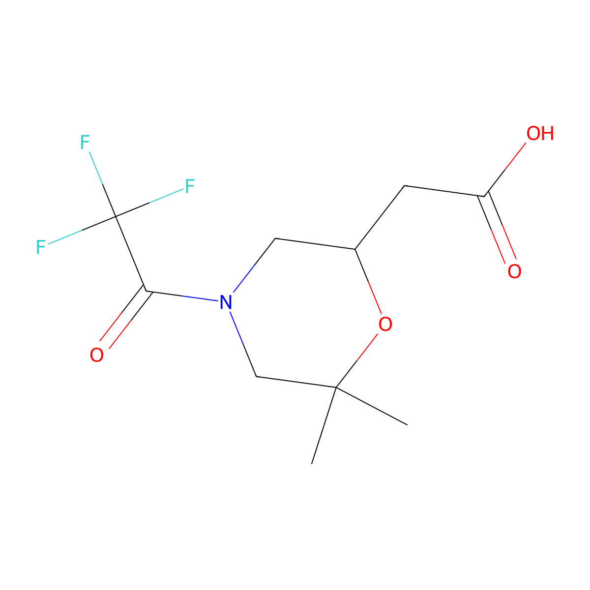 2-[6,6-Dimethyl-4-(2,2,2-trifluoroacetyl)morpholin-2-yl]acetic acid molecular structure, CAS 2680812-32-0