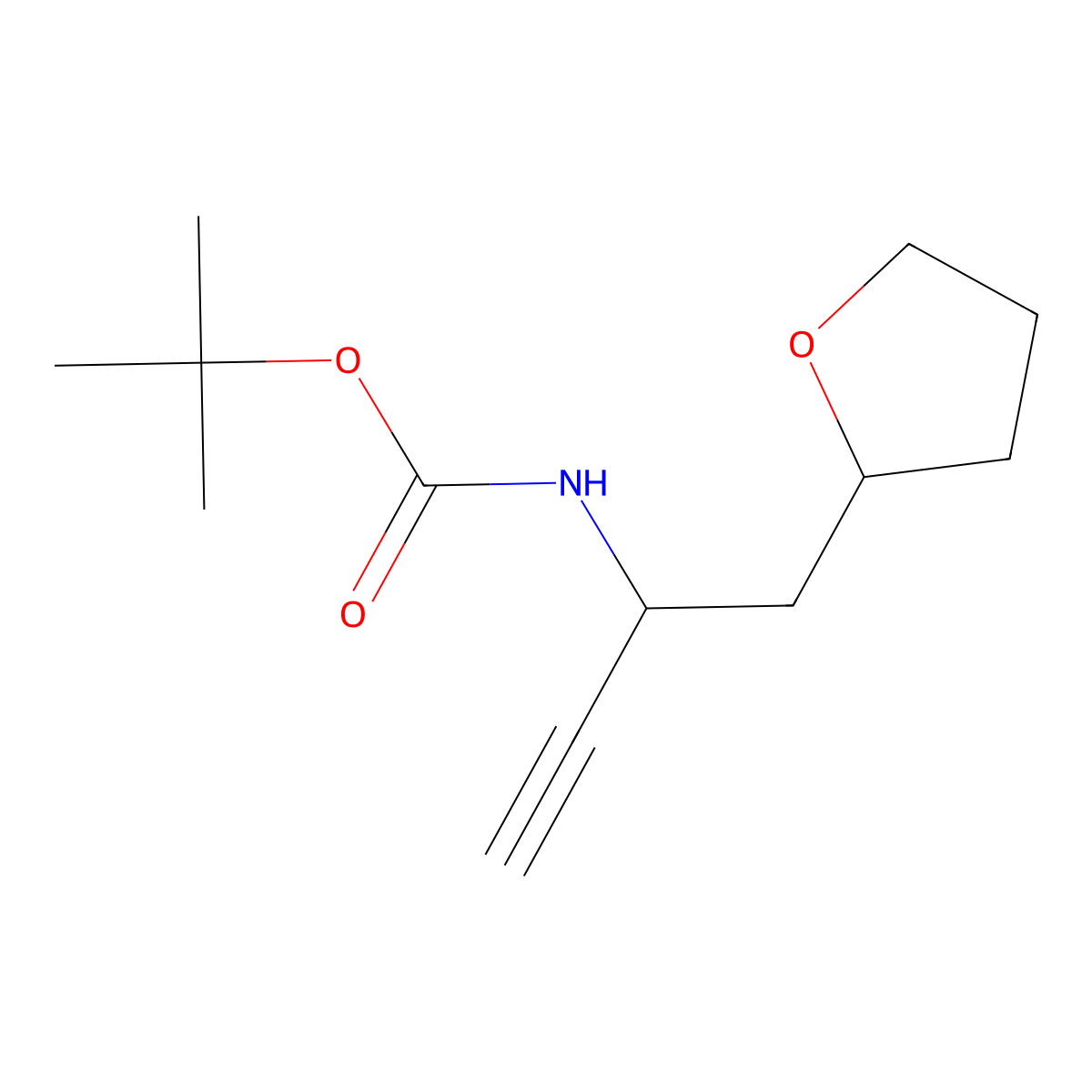 tert-butyl N-[1-(oxolan-2-yl)but-3-yn-2-yl]carbamate molecular structure, CAS 2680812-38-6
