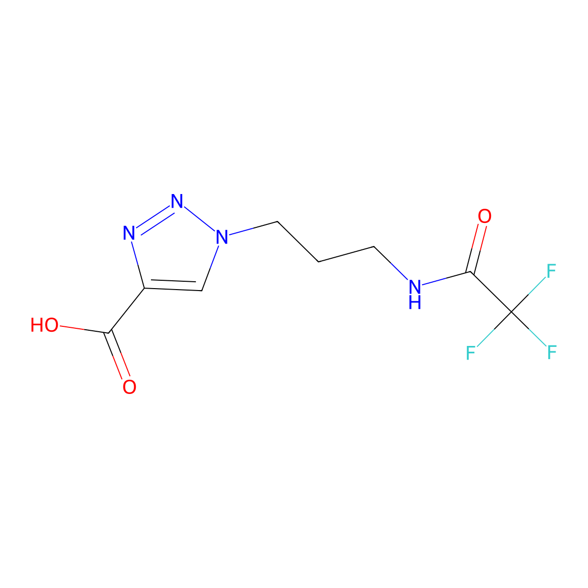 1-[3-(2,2,2-trifluoroacetamido)propyl]-1H-1,2,3-triazole-4-carboxylic acid molecular structure, CAS 2680812-42-2