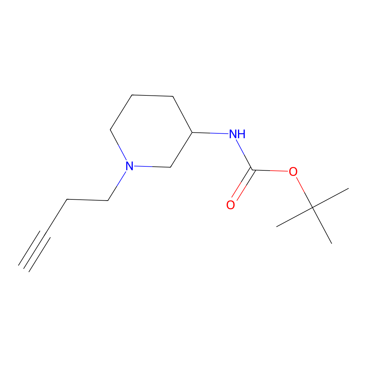 tert-Butyl (1-(but-3-yn-1-yl)piperidin-3-yl)carbamate molecular structure, CAS 2680812-51-3