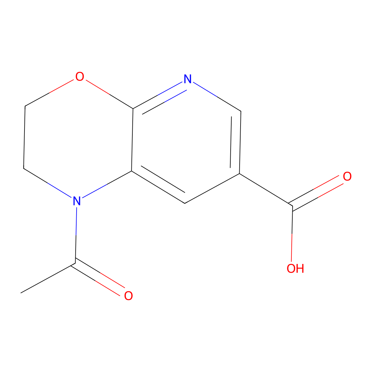 1-acetyl-1H,2H,3H-pyrido[2,3-b][1,4]oxazine-7-carboxylic acid molecular structure, CAS 2680812-52-4