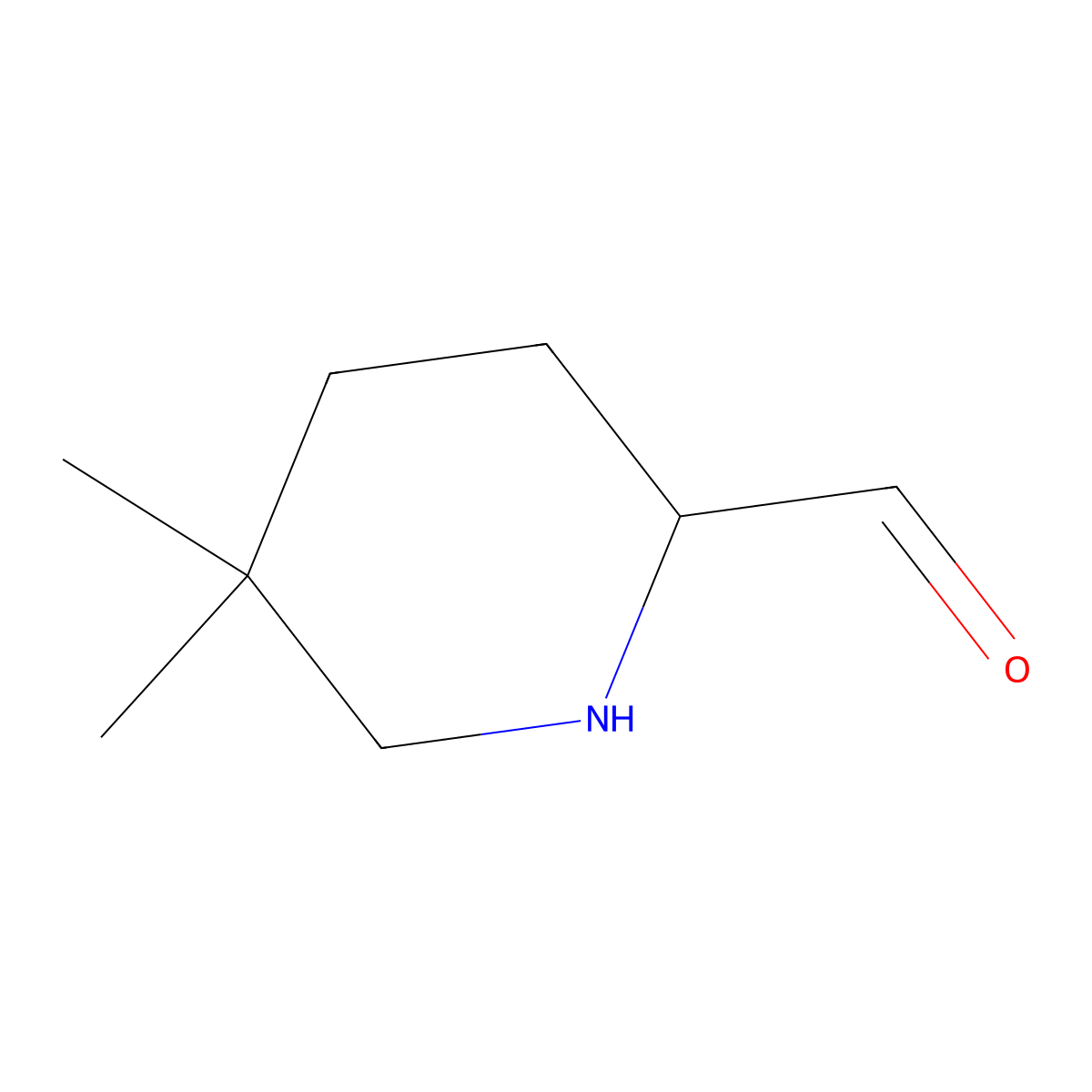 5,5-Dimethylpiperidine-2-carbaldehyde molecular structure, CAS 2680812-58-0