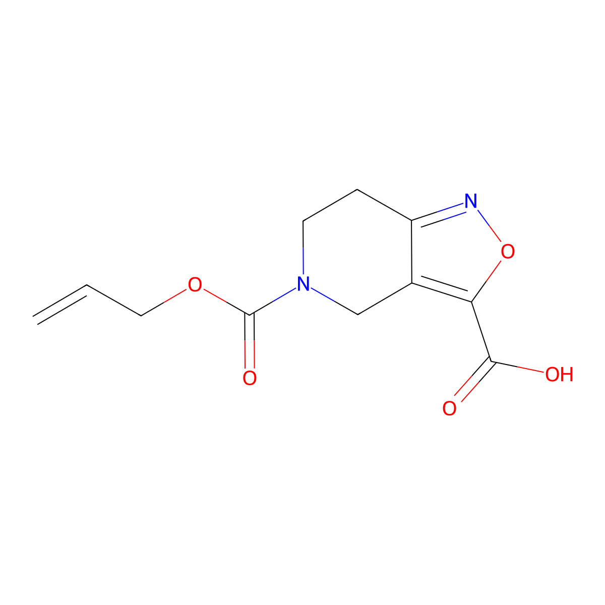 5-[(prop-2-en-1-yloxy)carbonyl]-4H,5H,6H,7H-[1,2]oxazolo[4,3-c]pyridine-3-carboxylic acid molecular structure, CAS 2680812-65-9