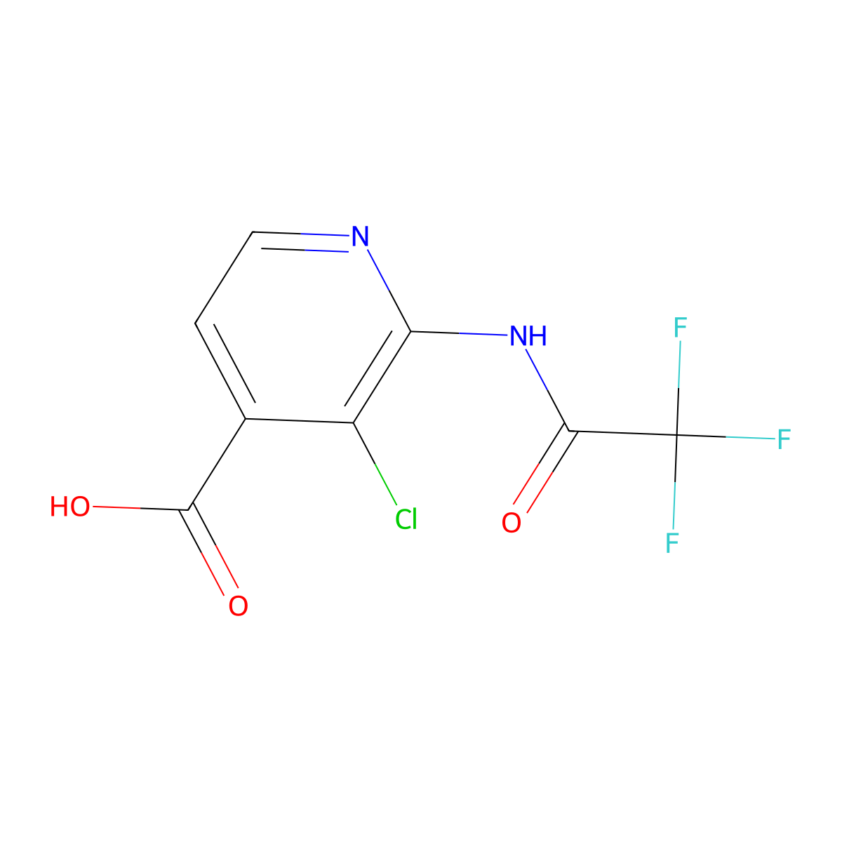 3-Chloro-2-(2,2,2-trifluoroacetamido)pyridine-4-carboxylic acid molecular structure, CAS 2680812-68-2