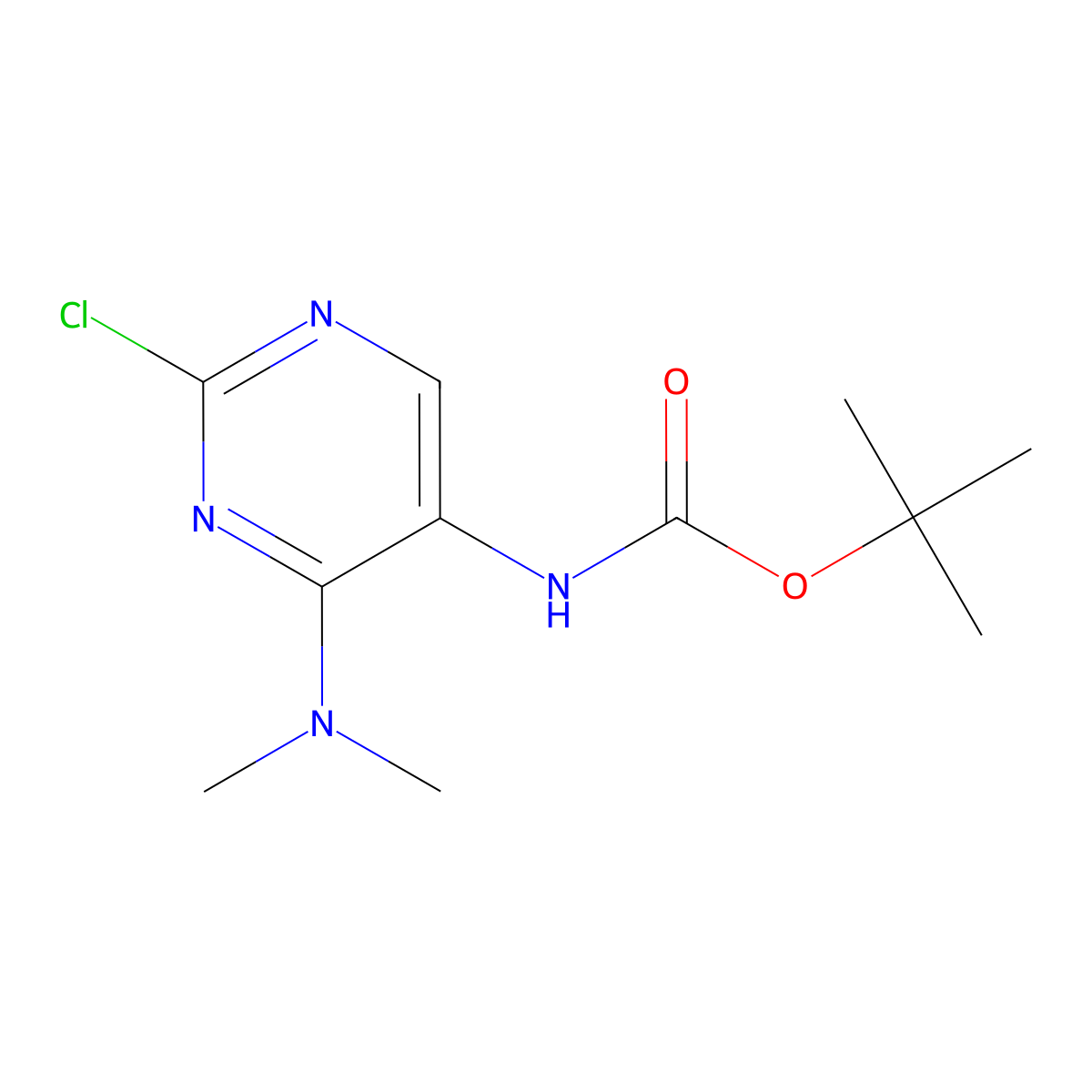 tert-butyl N-[2-chloro-4-(dimethylamino)pyrimidin-5-yl]carbamate molecular structure, CAS 2680812-73-9