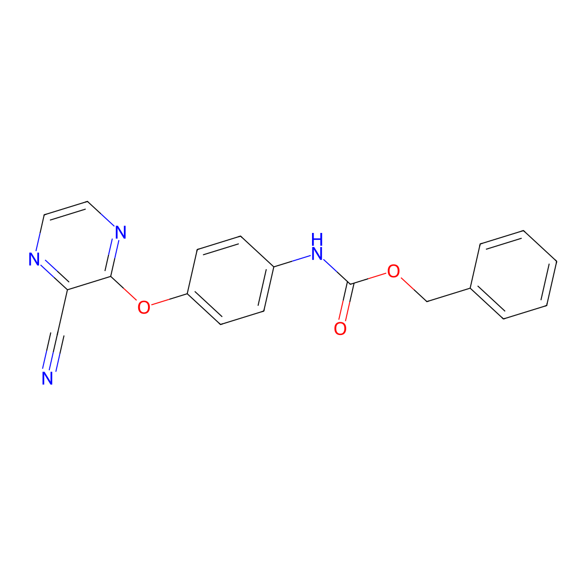 benzyl N-{4-[(3-cyanopyrazin-2-yl)oxy]phenyl}carbamate molecular structure, CAS 2680812-82-0