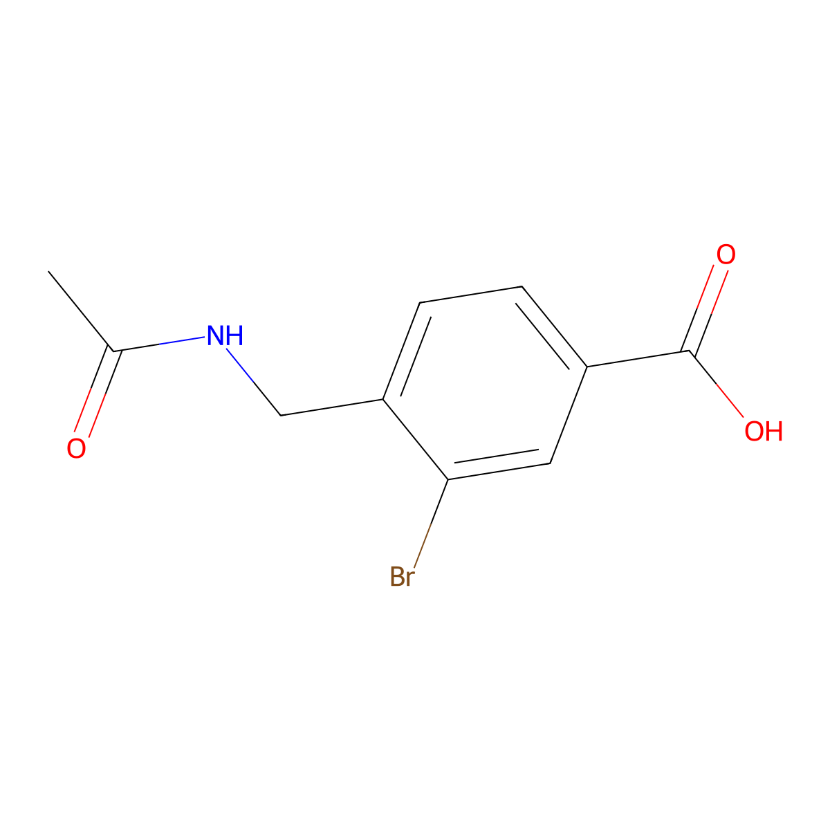 3-Bromo-4-(acetamidomethyl)benzoic acid molecular structure, CAS 2680812-88-6