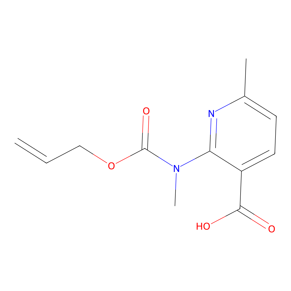 6-Methyl-2-{methyl[(prop-2-en-1-yloxy)carbonyl]amino}pyridine-3-carboxylic acid molecular structure, CAS 2680812-89-7