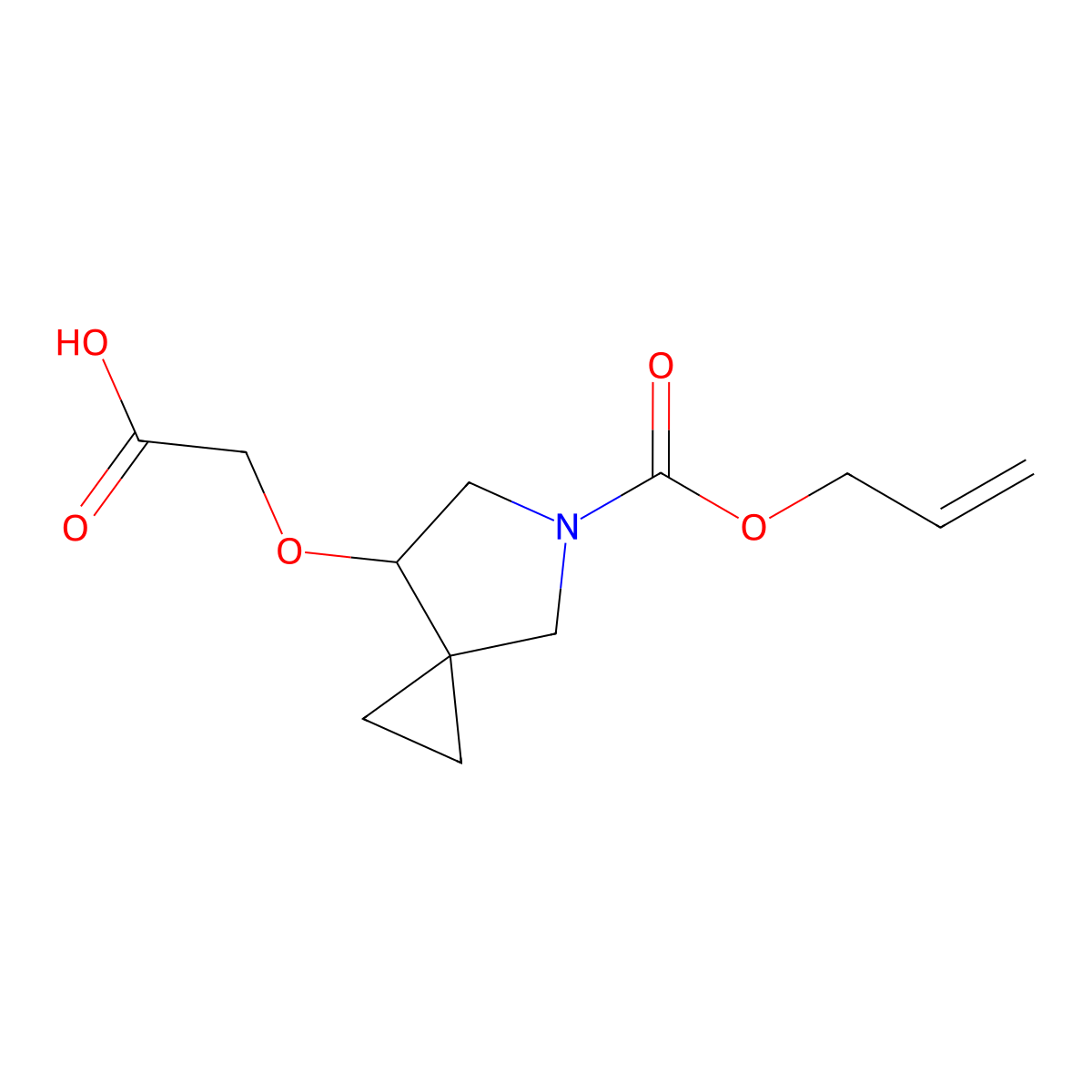 2-({5-[(Prop-2-en-1-yloxy)carbonyl]-5-azaspiro[2.4]heptan-7-yl}oxy)acetic acid molecular structure, CAS 2680812-90-0
