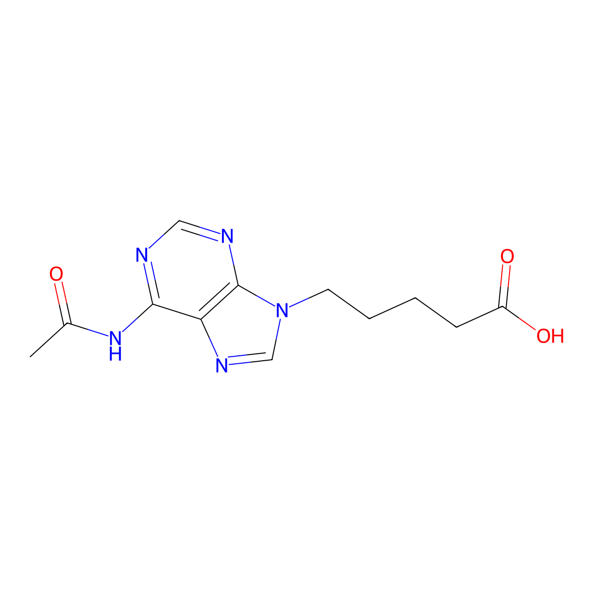 5-(6-acetamido-9H-purin-9-yl)pentanoic acid molecular structure, CAS 2680812-93-3