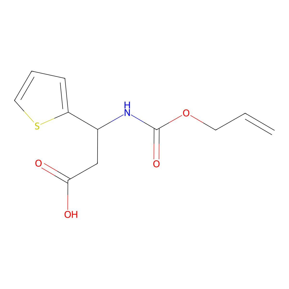 3-{[(Prop-2-en-1-yloxy)carbonyl]amino}-3-(thiophen-2-yl)propanoic acid molecular structure, CAS 2680812-94-4
