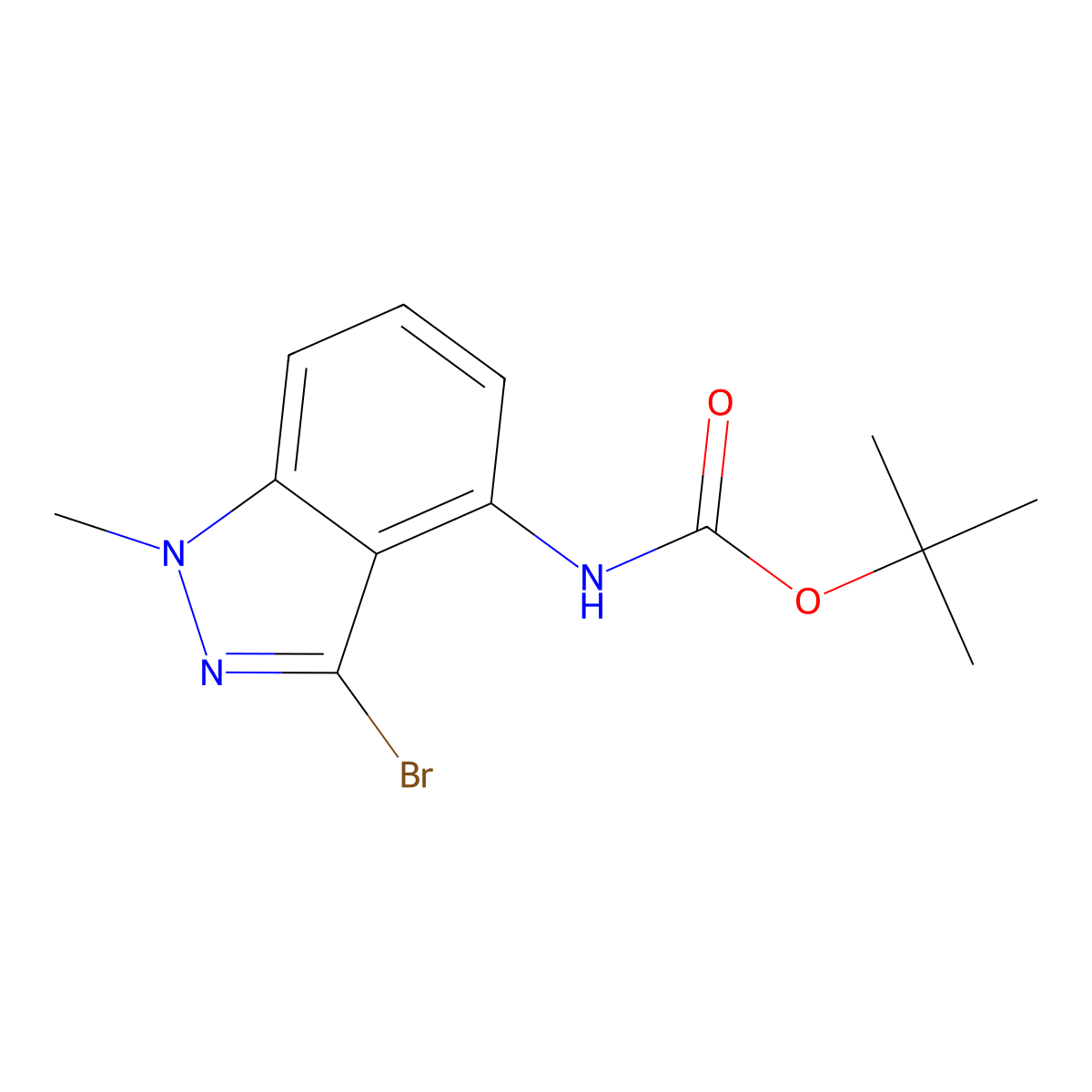 tert-butyl N-(3-bromo-1-methyl-1H-indazol-4-yl)carbamate molecular structure, CAS 2680812-97-7