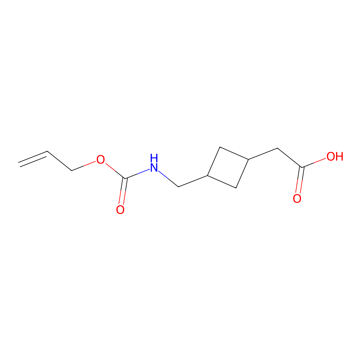 2-[3-({[(Prop-2-en-1-yloxy)carbonyl]amino}methyl)cyclobutyl]acetic acid molecular structure, CAS 2680812-98-8