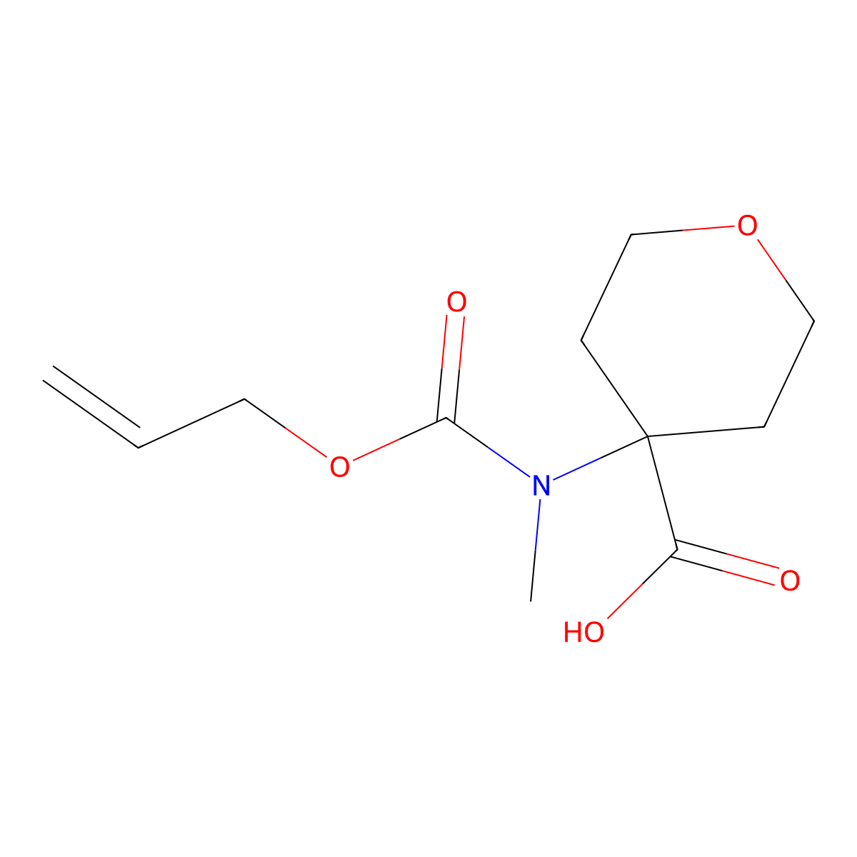 4-{Methyl[(prop-2-en-1-yloxy)carbonyl]amino}oxane-4-carboxylic acid molecular structure, CAS 2680812-99-9